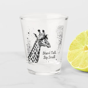 Funny Giraffe Black White Ink Personalized Shot Glass