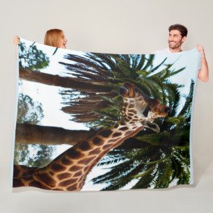Funny Giraffe Blowing A Raspberry, Large Fleece Blanket