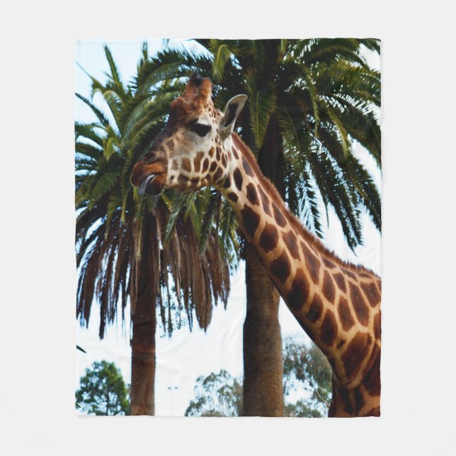 Funny Giraffe Blowing A Raspberry, Medium Fleece Blanket (Front)