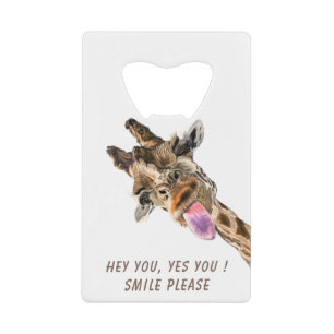 Funny Giraffe Bottle Opener - Custom Text Credit Card Bottle Opener