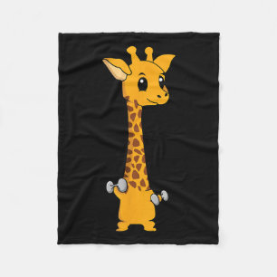 Funny Giraffe Camelopard Lifting Gym Motivation Fleece Blanket