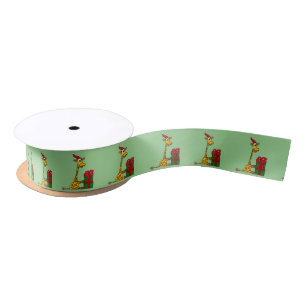 Funny Giraffe Christmas Ribbon Satin Ribbon