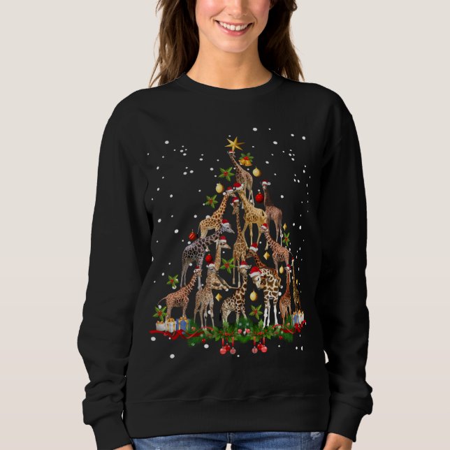 Funny Giraffe Christmas Tree Ornament Decor Cute Sweatshirt (Front)