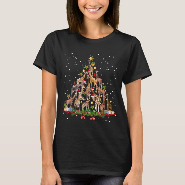 Funny Giraffe Christmas Tree Ornament Decor Gift C T-Shirt (Front)