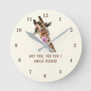 Funny Giraffe Clock with Custom Text and Colours