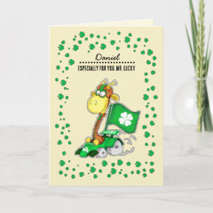Funny Giraffe Custom Name St. Patrick's Day Card