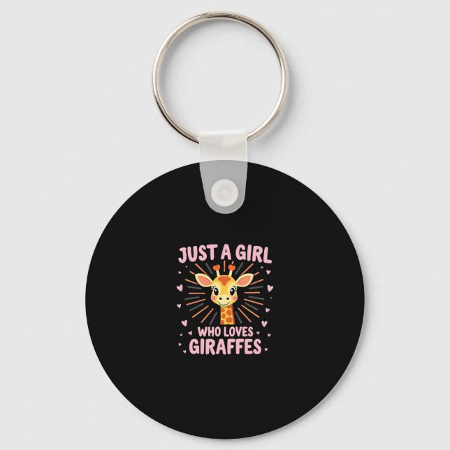 Funny Giraffe Design For Women Girls Safari Giraff Keychain (Front)