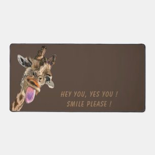 Funny Giraffe Desk Mat with Custom Text and Colour