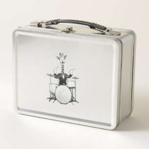Funny Giraffe Drummer Drumer Drums Drumset Drumsti Metal Lunch Box
