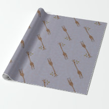 Funny Giraffe Eating Leaf Pattern Blue Safari