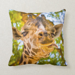 Funny Giraffe Face Throw Pillow