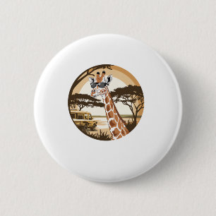 Funny Giraffe Family Sunglasses Zoo Africa 2 Inch Round Button