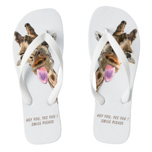Funny Giraffe Flip Flops Smile - Custom Text
