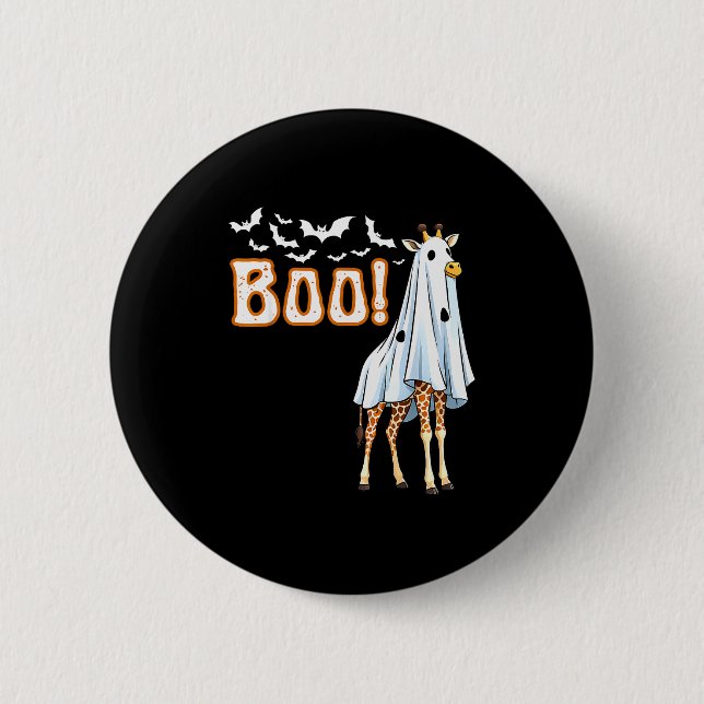 Funny Giraffe Ghost Boo Shirt Cute Animal Hallowee 2 Inch Round Button (Front)
