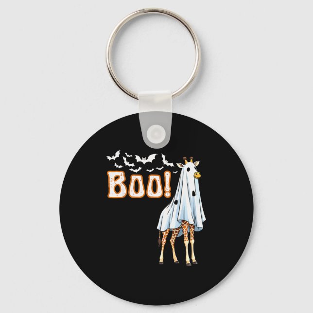 Funny Giraffe Ghost Boo Shirt Cute Animal Hallowee Keychain (Front)