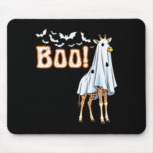 Funny Giraffe Ghost Boo Shirt Cute Animal Hallowee Mouse Pad (Front)