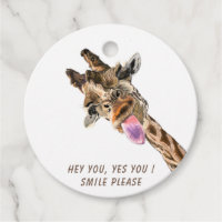 Funny Giraffe Gift Tags Smile - Custom Text