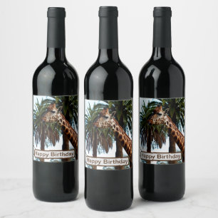 Funny Giraffe Giving A Raspberry, Wine Label