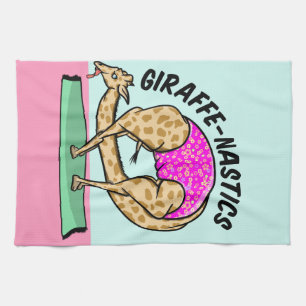 Funny giraffe gymnastics backbend kitchen towel