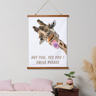 Funny Giraffe Hanging Tapestry - Custom Text