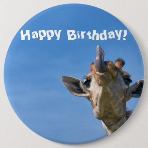 Funny Giraffe Happy Birthday 6 Inch Round Button