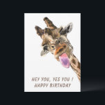 Funny Giraffe Happy Birthday Card - Smile<br><div class="desc">Happy Birthday Cards with Funny Giraffe Tongue Out and Playful Wink Cartoon Drawing Animal Smile - Choose / Add Your Unique Text / Font / Colour - Make Your Special Card - Resize and move or remove and add elements / image with customization tool ! - Drawing and Design by...</div>