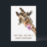 Funny Giraffe Happy Birthday Card - Smile<br><div class="desc">Happy Birthday Cards with Funny Giraffe Tongue Out and Playful Wink Cartoon Drawing Animal Smile - Choose / Add Your Unique Text / Font / Colour - Make Your Special Card - Resize and move or remove and add elements / image with customization tool ! - Drawing and Design by...</div>