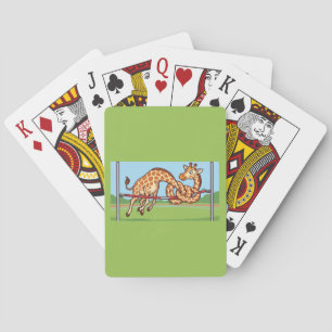 Funny Giraffe High Jump Cartoon Playing Cards