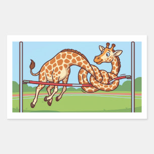 Funny Giraffe High Jump Cartoon Sticker