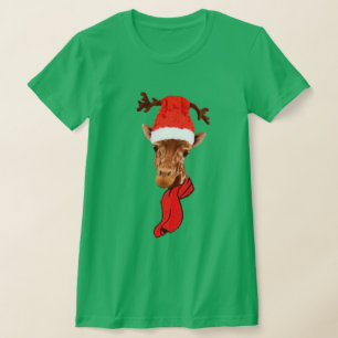 Funny Giraffe Holidays Christmas T-shirt Design