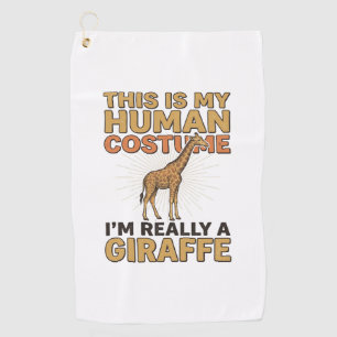 Funny Giraffe Human Costume Vintage Engraving Shir Golf Towel