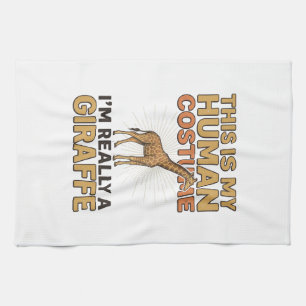 Funny Giraffe Human Costume Vintage Engraving Shir Kitchen Towel