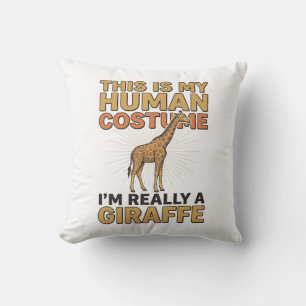 Funny Giraffe Human Costume Vintage Engraving Shir Throw Pillow