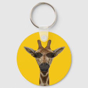 Funny Giraffe Incognito With Trendy Sunglasses Keychain