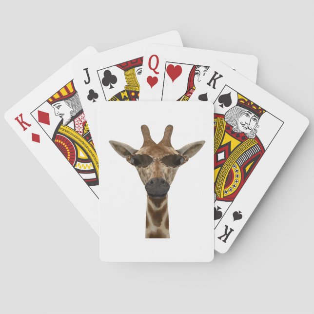 Funny Giraffe Incognito With Trendy Sunglasses Playing Cards (Back)