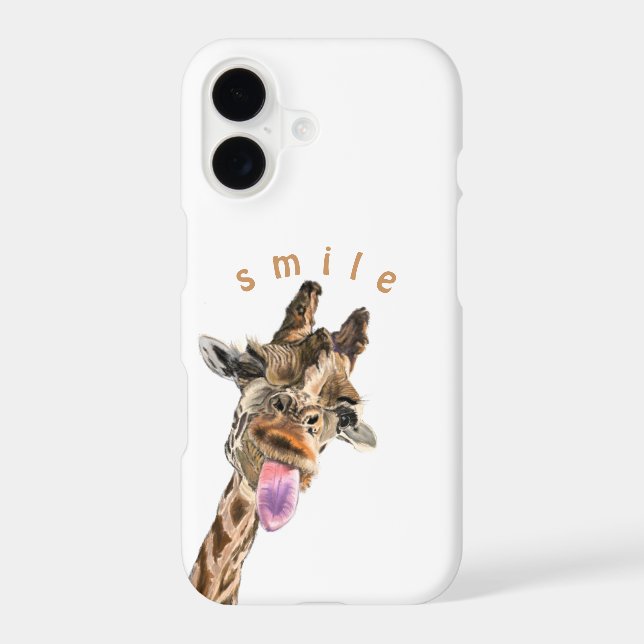 Funny Giraffe iPhone Case - Custom Text (Verso)