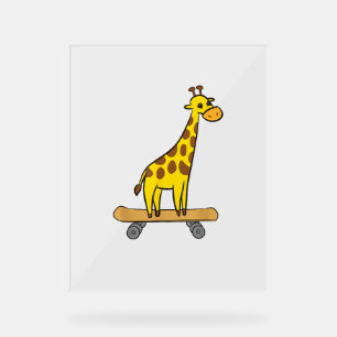 Funny Giraffe Lover Giraffe Skateboard Acrylic Sign