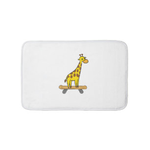 Funny Giraffe Lover Giraffe Skateboard Bath Mat