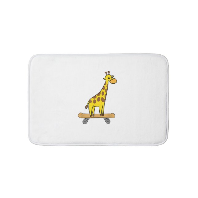 Funny Giraffe Lover Giraffe Skateboard  Bath Mat (Front)