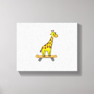 Funny Giraffe Lover Giraffe Skateboard Canvas Print