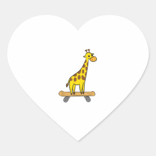 Funny Giraffe Lover Giraffe Skateboard Heart Sticker