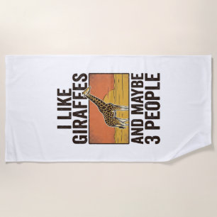 Funny Giraffe Lover Vintage Engraving Shirt Design Beach Towel