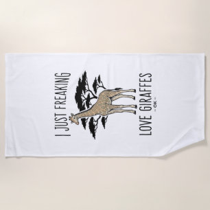 Funny Giraffe Lover Vintage Engraving Shirt Design Beach Towel