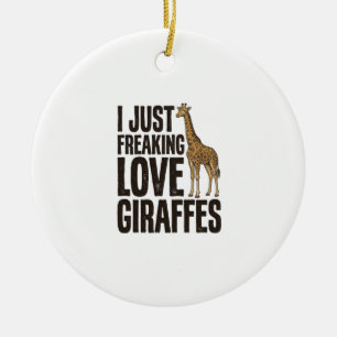 Funny Giraffe Lover Vintage Engraving Shirt Design Ceramic Ornament