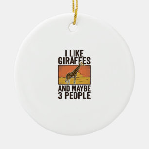 Funny Giraffe Lover Vintage Engraving Shirt Design Ceramic Ornament