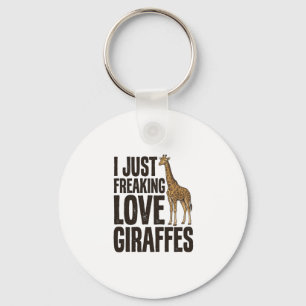 Funny Giraffe Lover Vintage Engraving Shirt Design Keychain