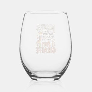 Funny Giraffe Lover Vintage Engraving Shirt Design Stemless Wine Glass