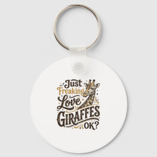 Funny Giraffe Lover Vintage Typography Shirt Desig Keychain