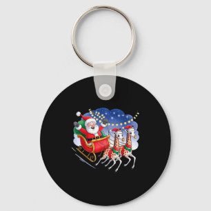 Funny Giraffe Lover Xmas Giraffe Santa Christmas S Keychain