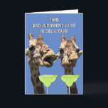 Funny Giraffe Margarita Birthday Card<br><div class="desc">Funny giraffe birthday card that is customizable with your personalized message.</div>